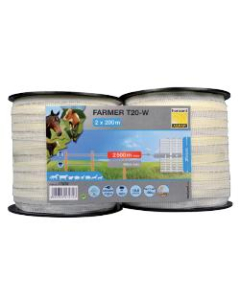 17272.  20mm Horizont T20-W White Polytape (200m) - 2 Pack 