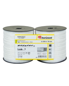 17272.  20mm Horizont T20-W White Polytape (200m) - 2 Pack 