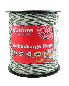P51-2G. Value Plus Paddock Rope - Green & White - 200m x 6mm